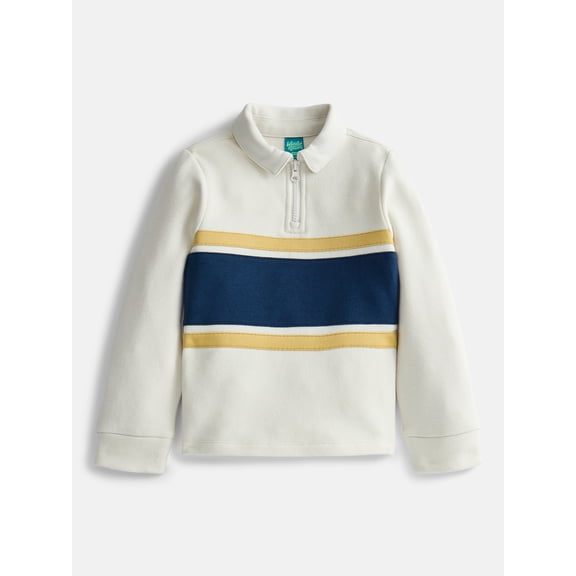 Wonder Nation Boys' Quarter Zip Rugby Fleece Pullover, Sizes 4-18 & Husky