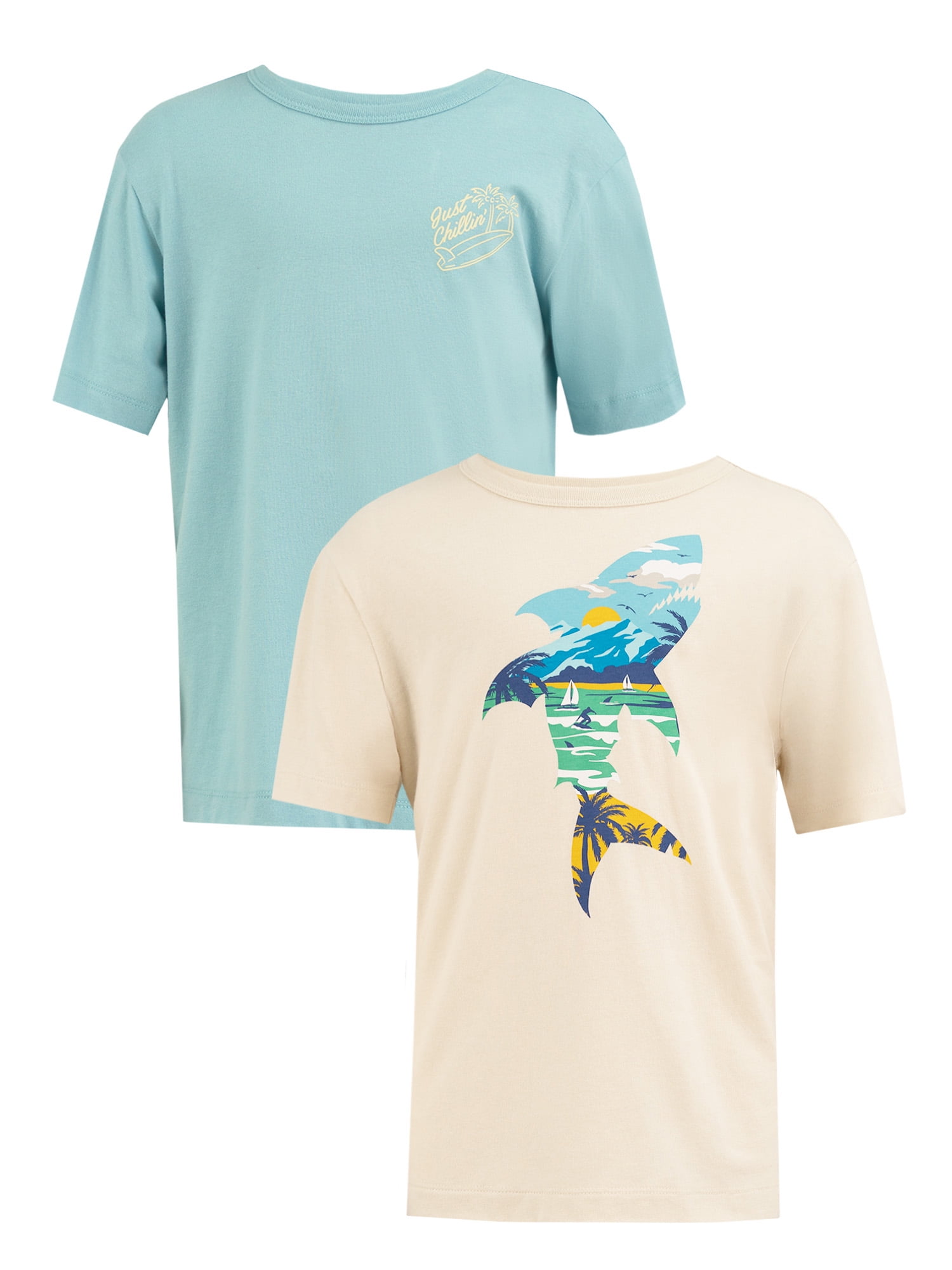 Boy's Short Sleeve Elevated Graphic T-Shirt 2-Pack, Sizes 4-18