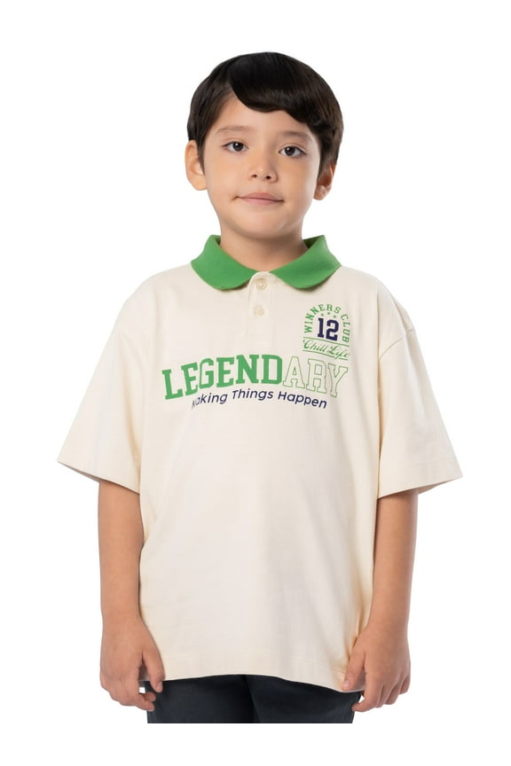 Boy's Short Sleeve Graphic Polo T-Shirt, Sizes 4-18 & Husky