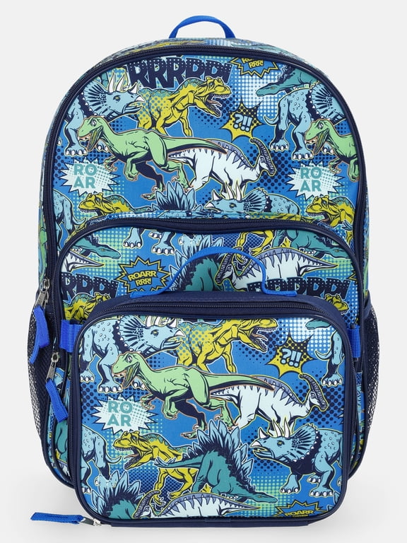 Boys 17" Pop Art Dinosaur Backpack & Lunch Set, Navy