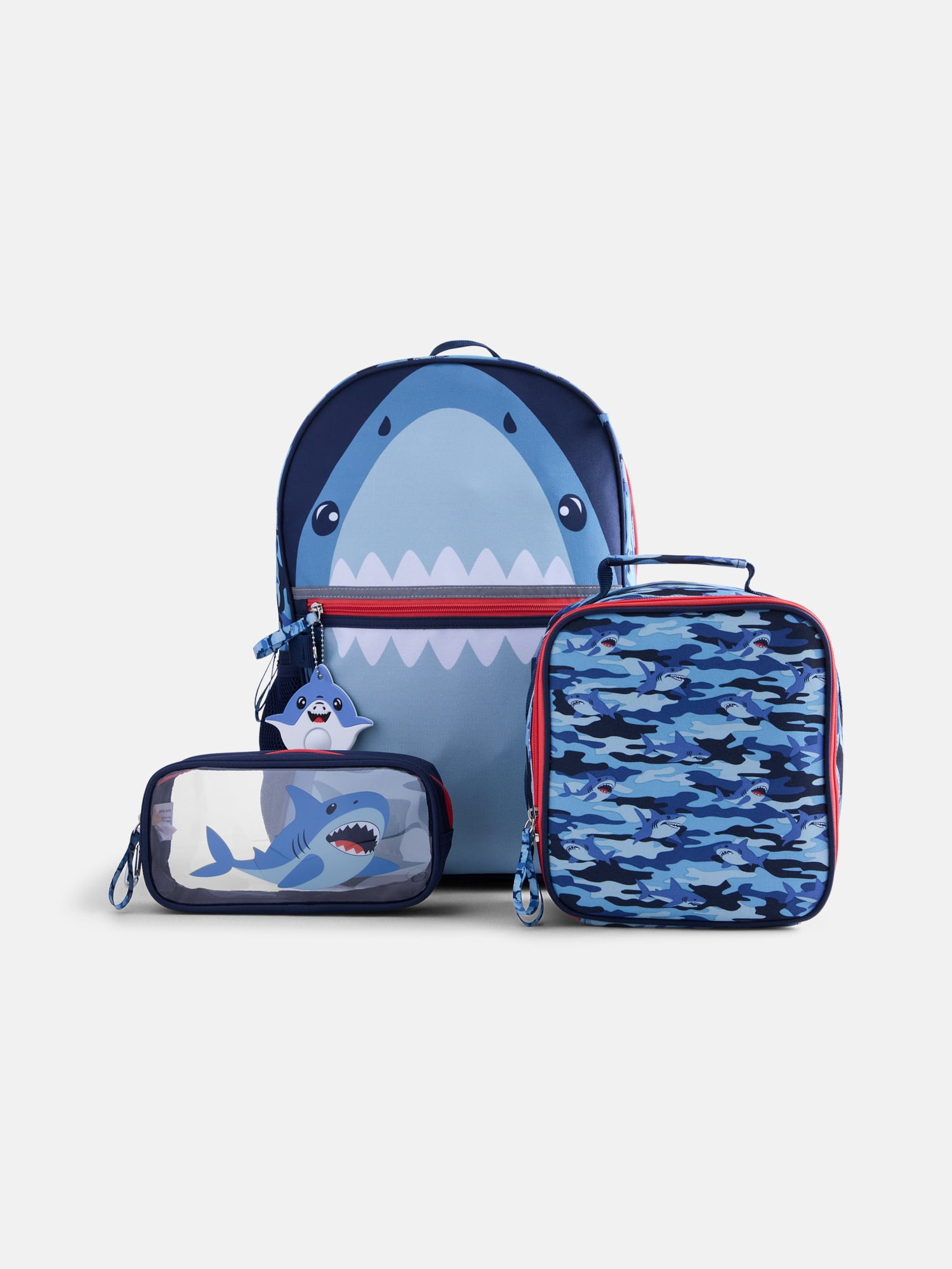 Boy's 17" Shark Bite Backpack & Lunch Set, Blue