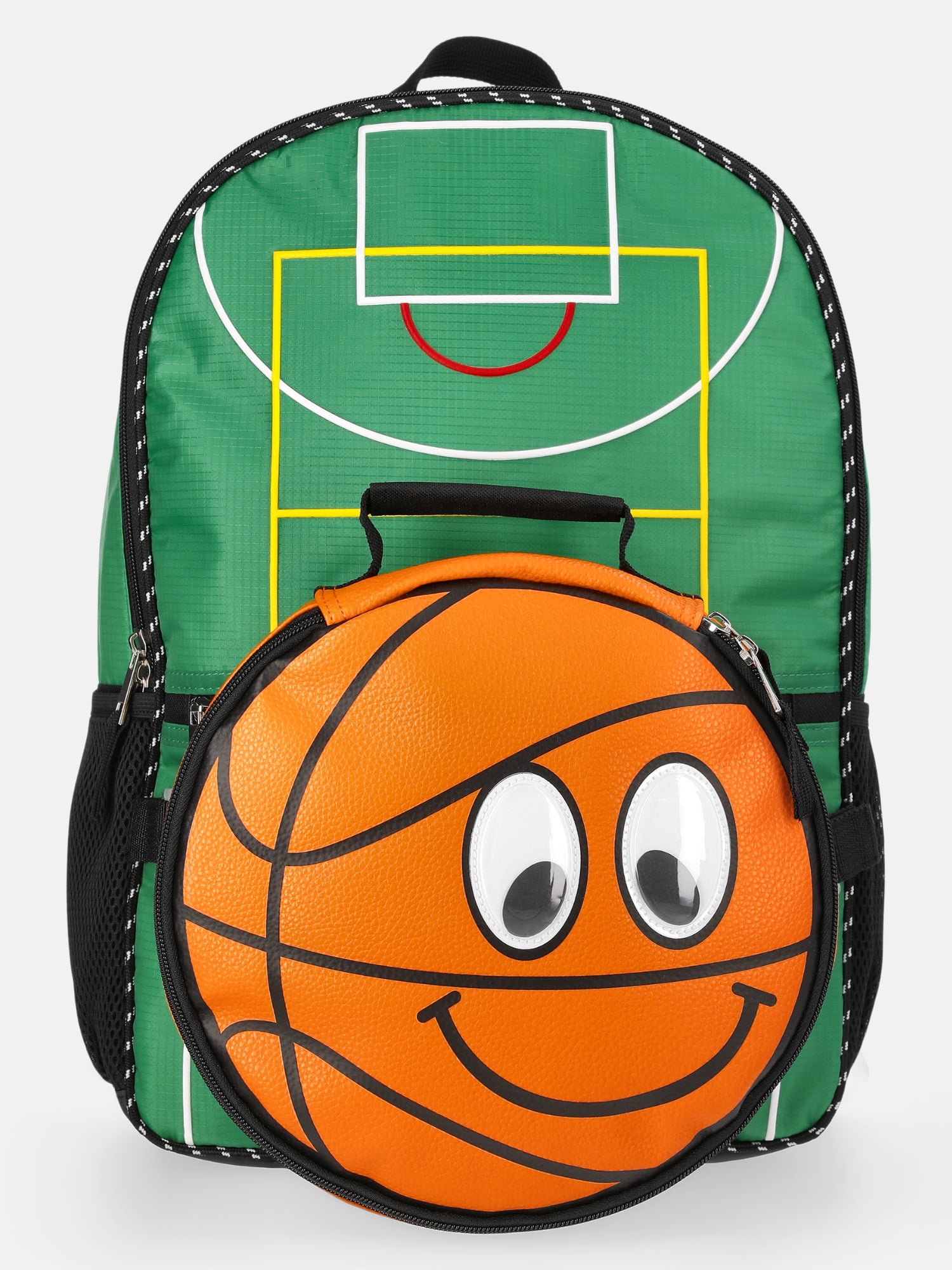 Wonder Nation Boys 17" Court Time Basketball Backpack & Lunch Set, Astro Turf Green