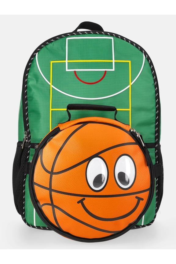Boys 17" Court Time Basketball Backpack & Lunch Set, Astro Turf Green
