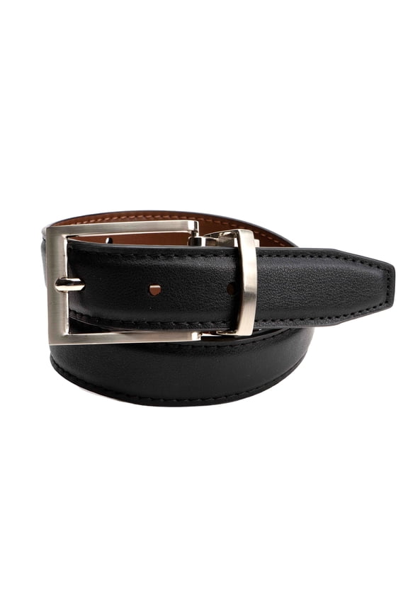 Boys 28MM Twist Reversible Belt, Black/Cognac, Size S-L
