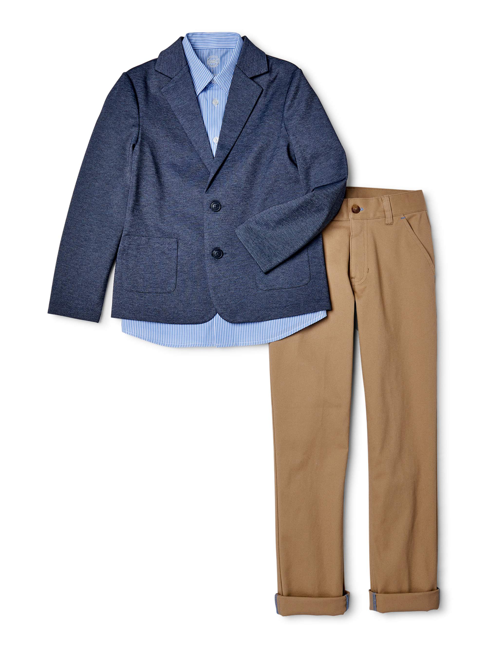 Wonder Nation Boys 4-14 & Husky Suit Set with Knit Blazer, Button-up Shirt and Pants, 3-Piece Outfit Set - image 1 of 2
