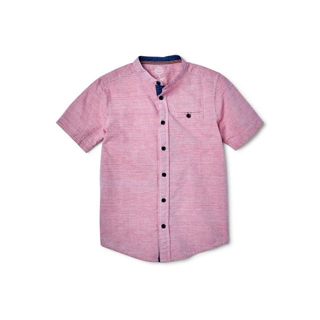 Wonder Nation Boys 4-16 & Husky Mandarin Collar Button Down Shirt