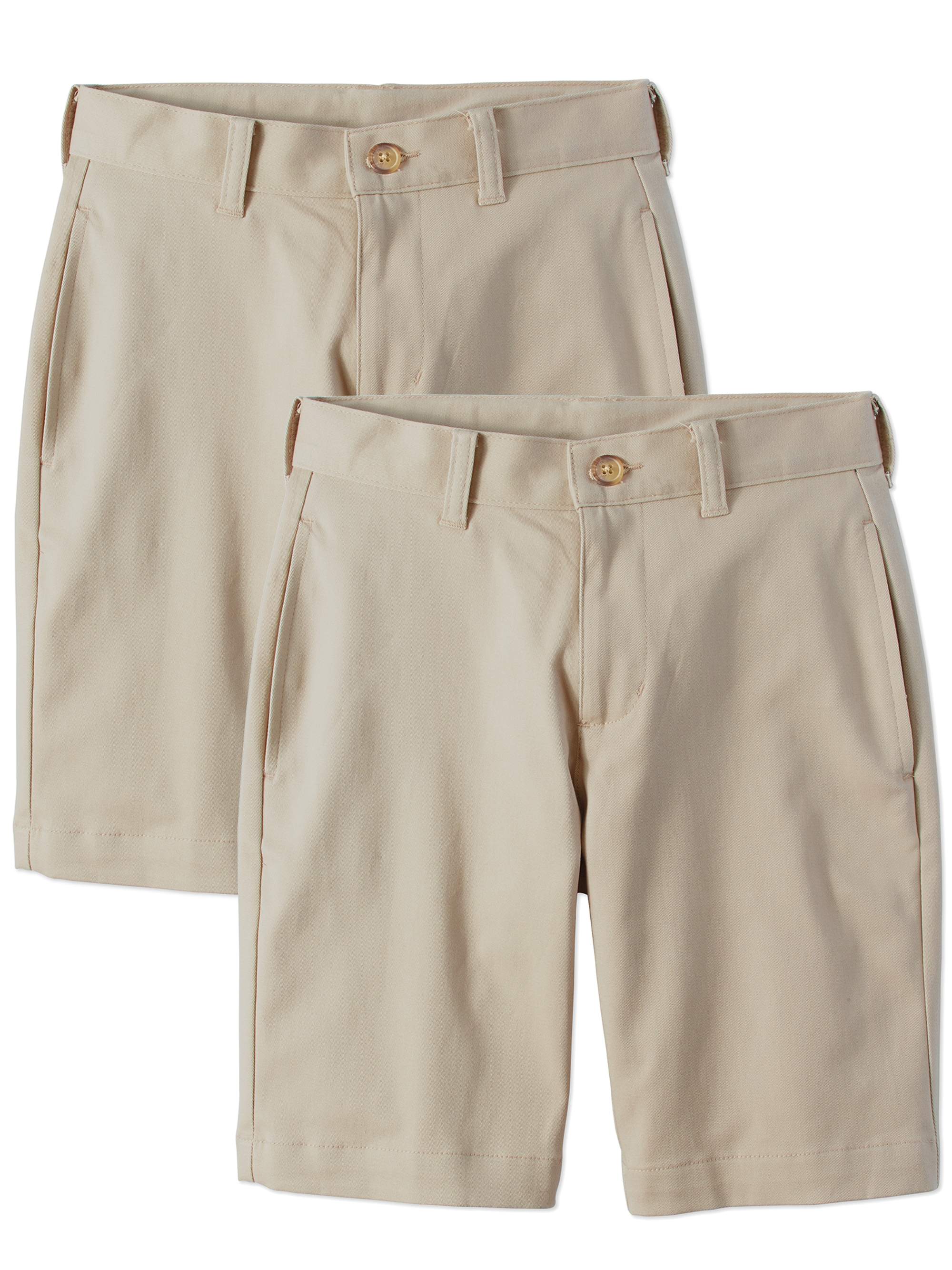 Wonder Nation Boys 4-16 School Uniform Super Soft Flat Front Shorts, 2-Pack Value Bundle - image 1 of 1