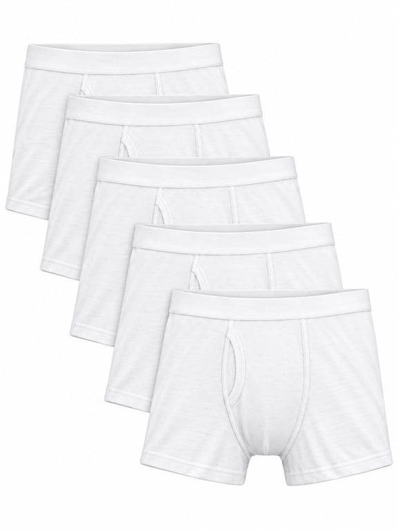 Boys' All White Boxer Briefs, 5-pack, Sizes S-XL