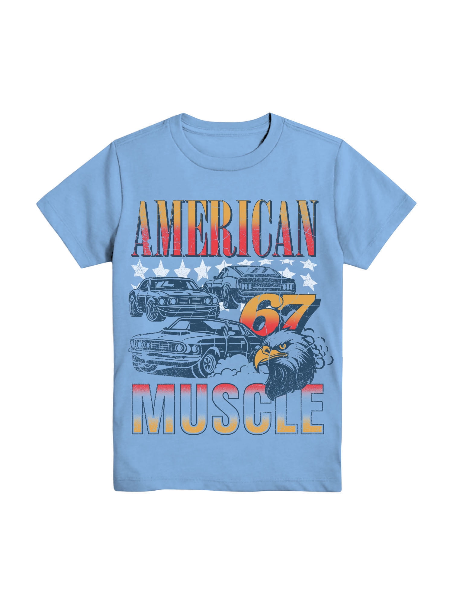 【WONDER WONDER】Twill Printed Over Fit Short Sleeve T-Shirt Wonder Nation Boys American Muscle, Crew Neck, Short Sleeve