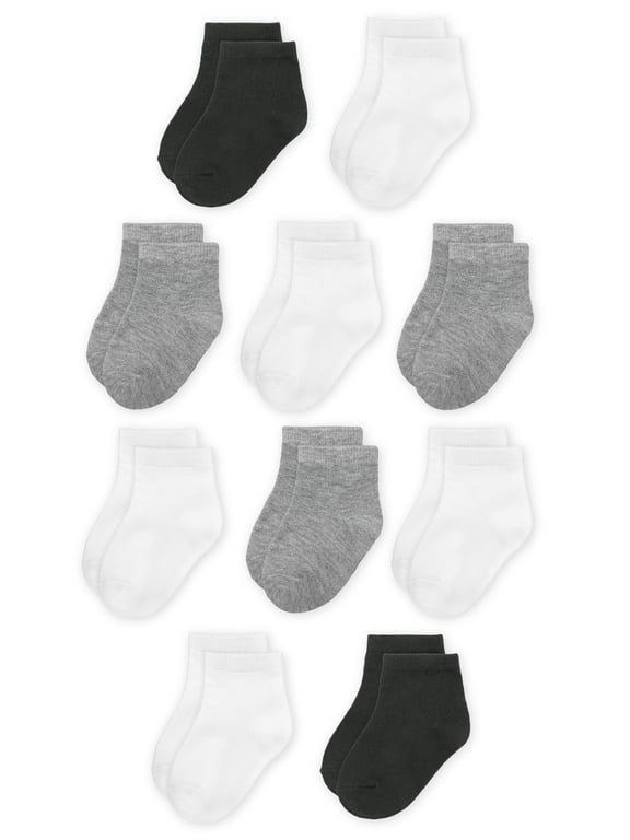 Boys Ankle Socks, 10 Pack, Size 0M- 5T