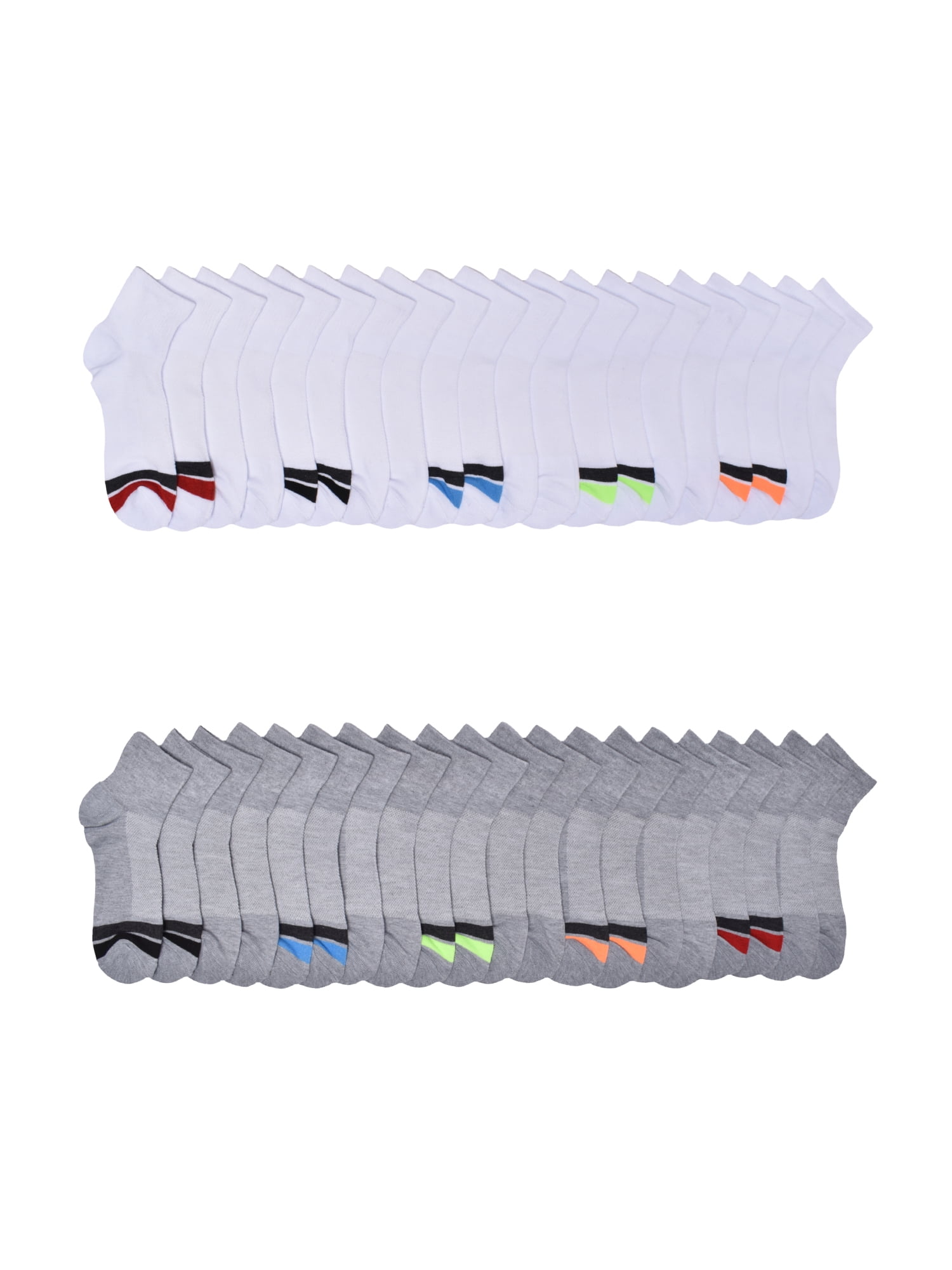 Boys Ankle Socks, 20-Pack, Sizes S (6-10.5) - L (4-10)