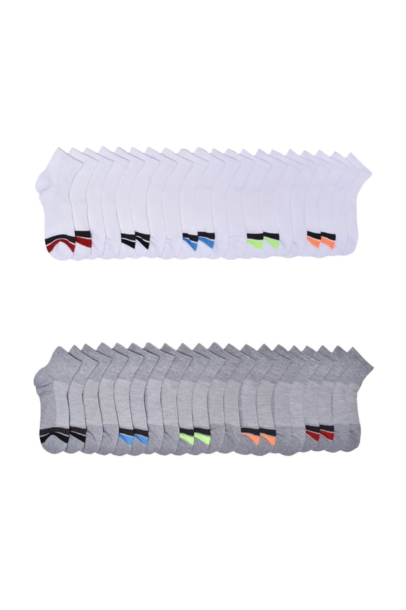 Boys Ankle Socks, 20-Pack, Sizes S (6-10.5) - L (4-10)