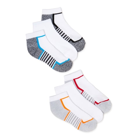 Boys Ankle Socks, 6-Pack, Sizes S-L
