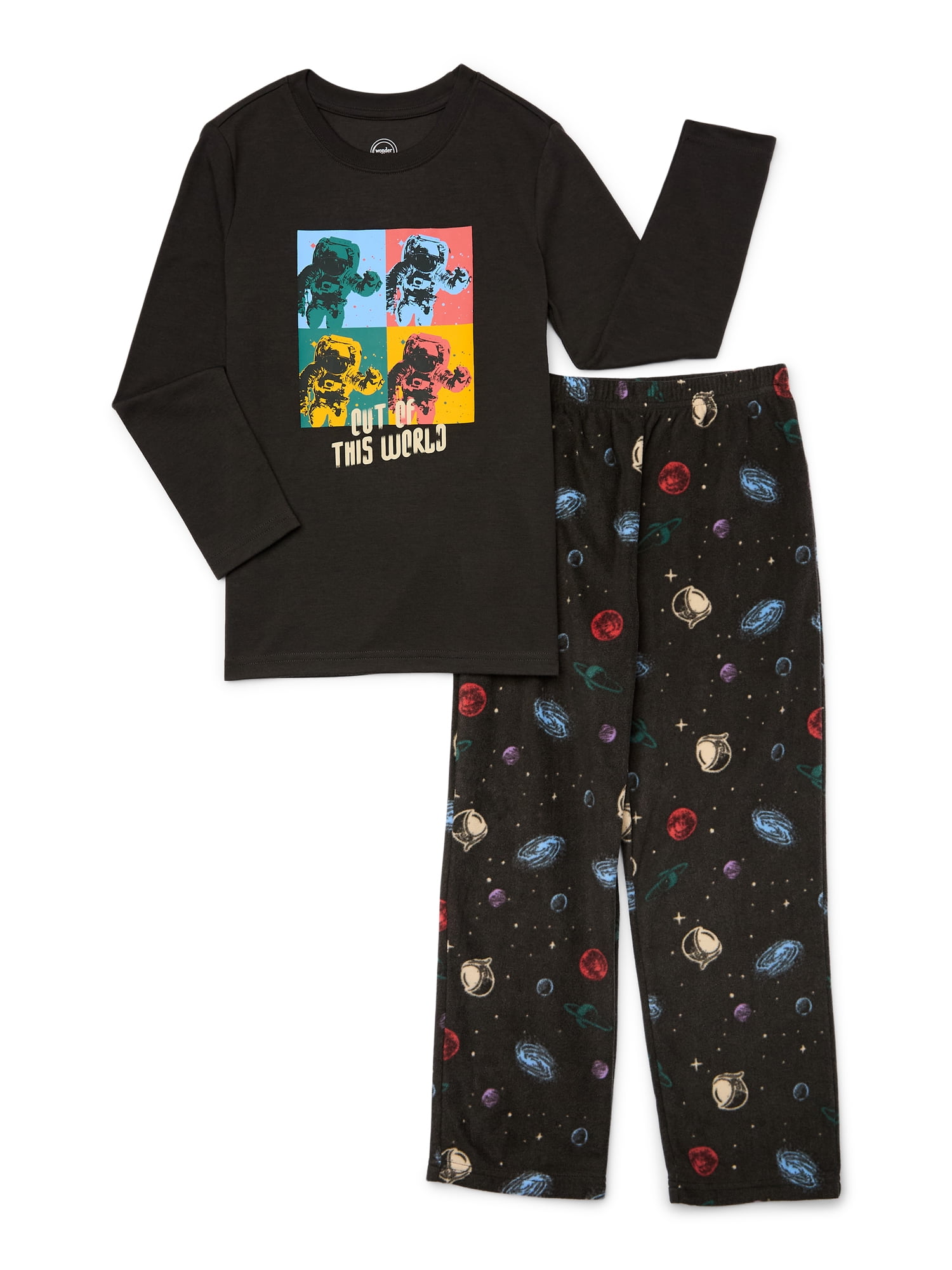 Wonder Nation Boys Astro Long Sleeve Top and Pants, 2-Piece Sleep Set, Sizes 4-18 & Husky