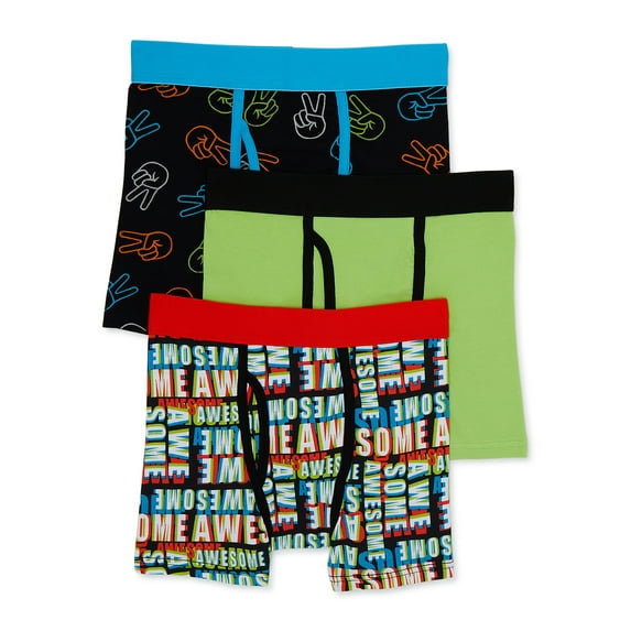 Wonder Nation Boys Awesome Boxer Briefs, 3 Pack, Sizes S-XL