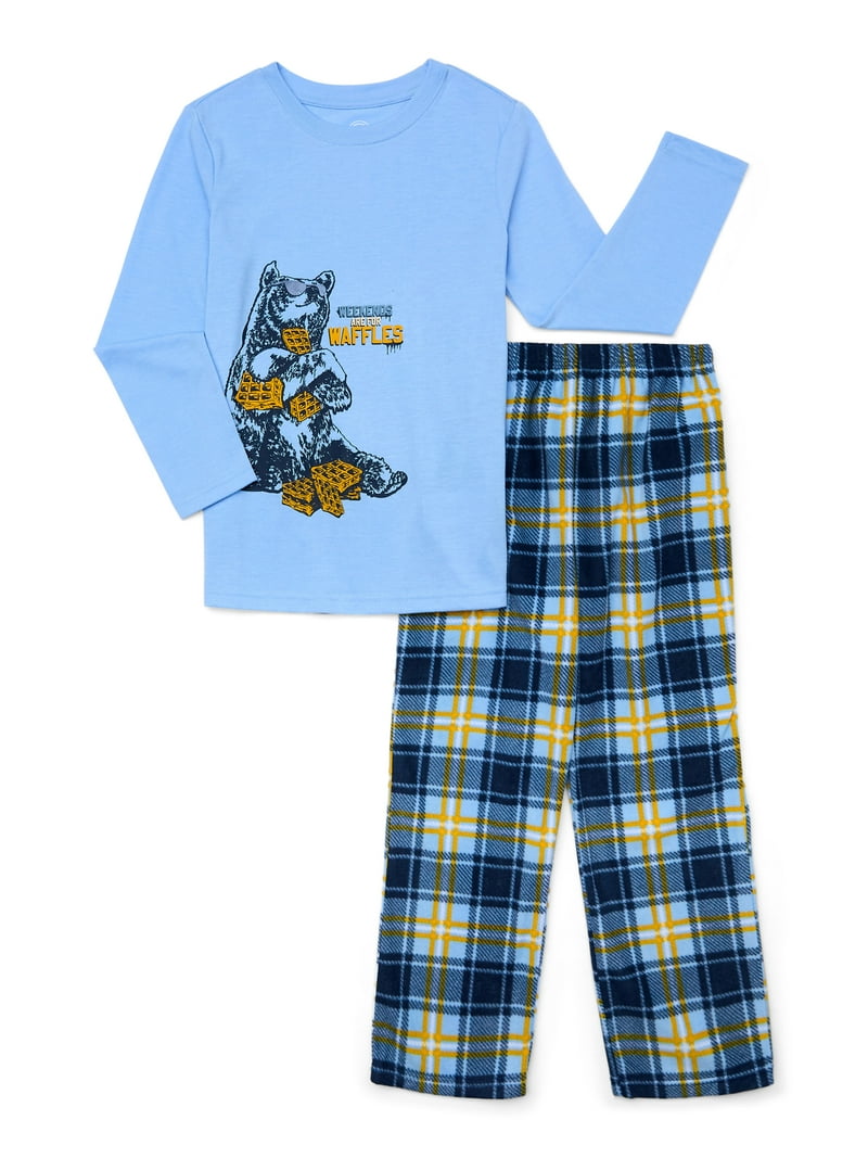Wonder Nation Boys Bear Long Sleeve Top and Pants, 2-Piece Sleep