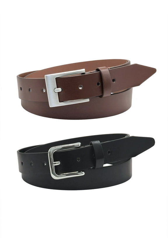 Boys Belts - Cognac and Black, 2-Pack, Sizes S-L