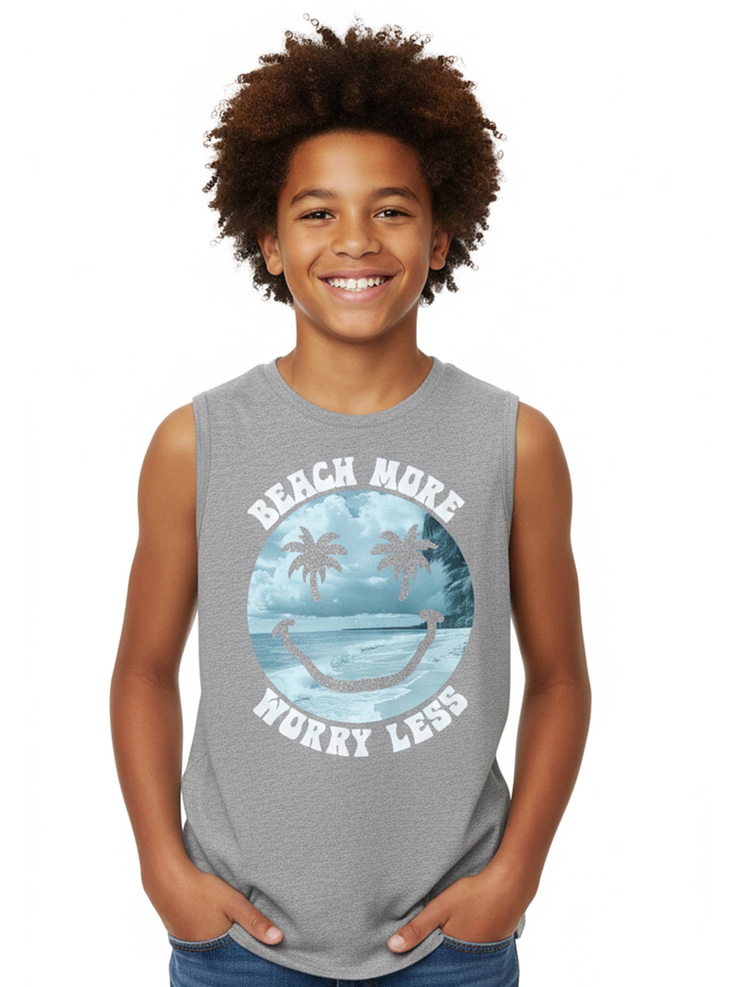 Wonder Nation, Boys' & Big Boys Graphic Core Tank Top, Beach Mode, Sizes 4-16 Husky