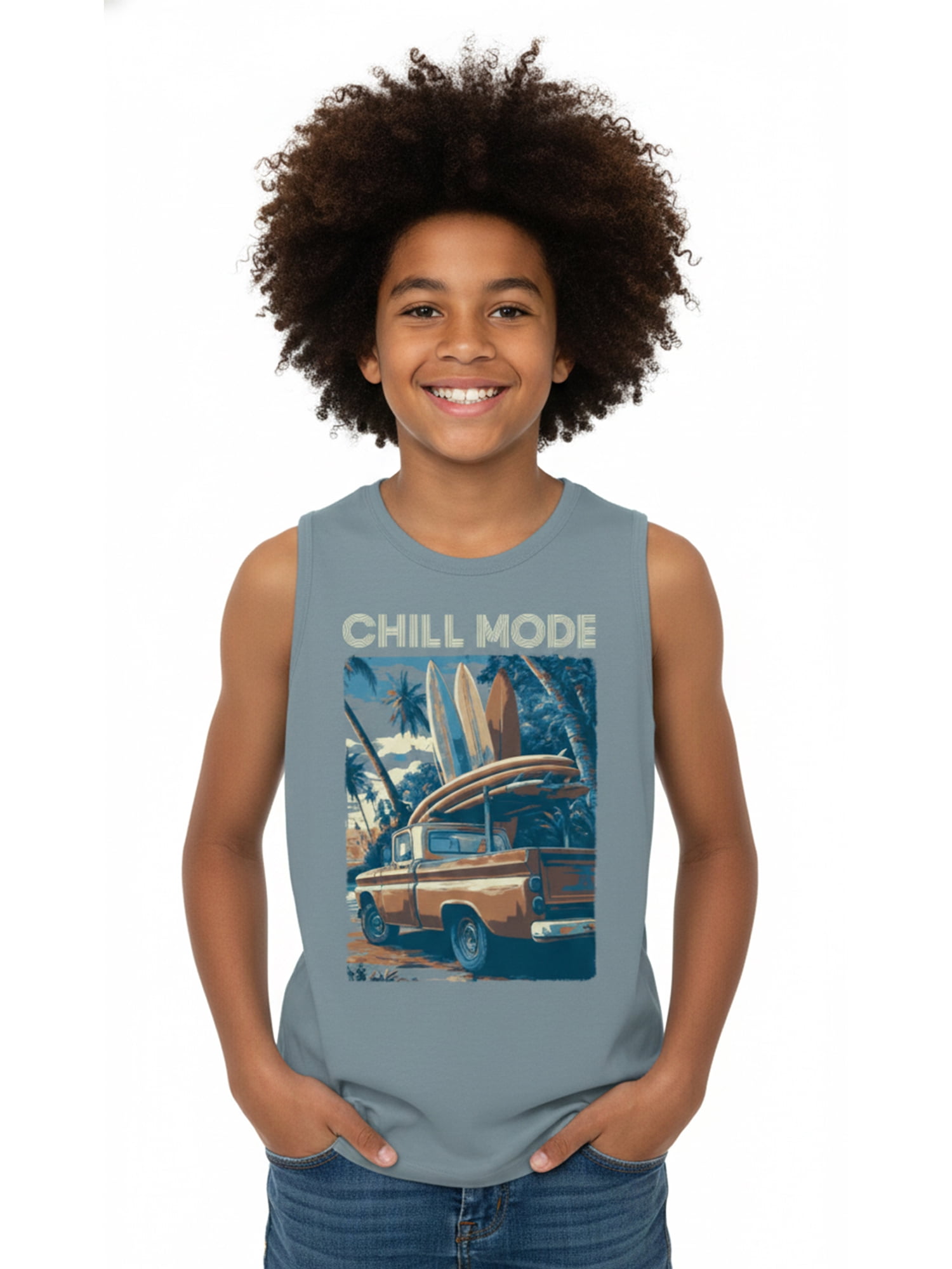 Wonder Nation, Boys' & Big Boys Graphic Core Tank Top, Chill Mode, Sizes 4-16 Husky