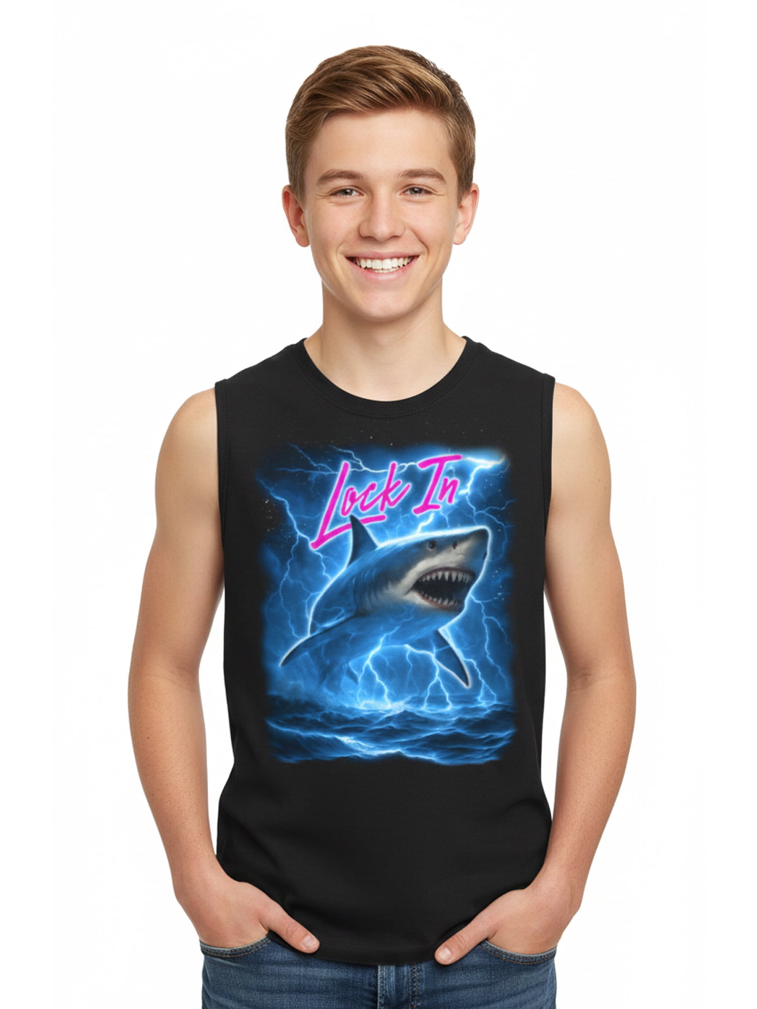 Wonder Nation, Boys' & Big Boys Graphic Core Tank Top, Lock In, Sizes 4-16 Husky