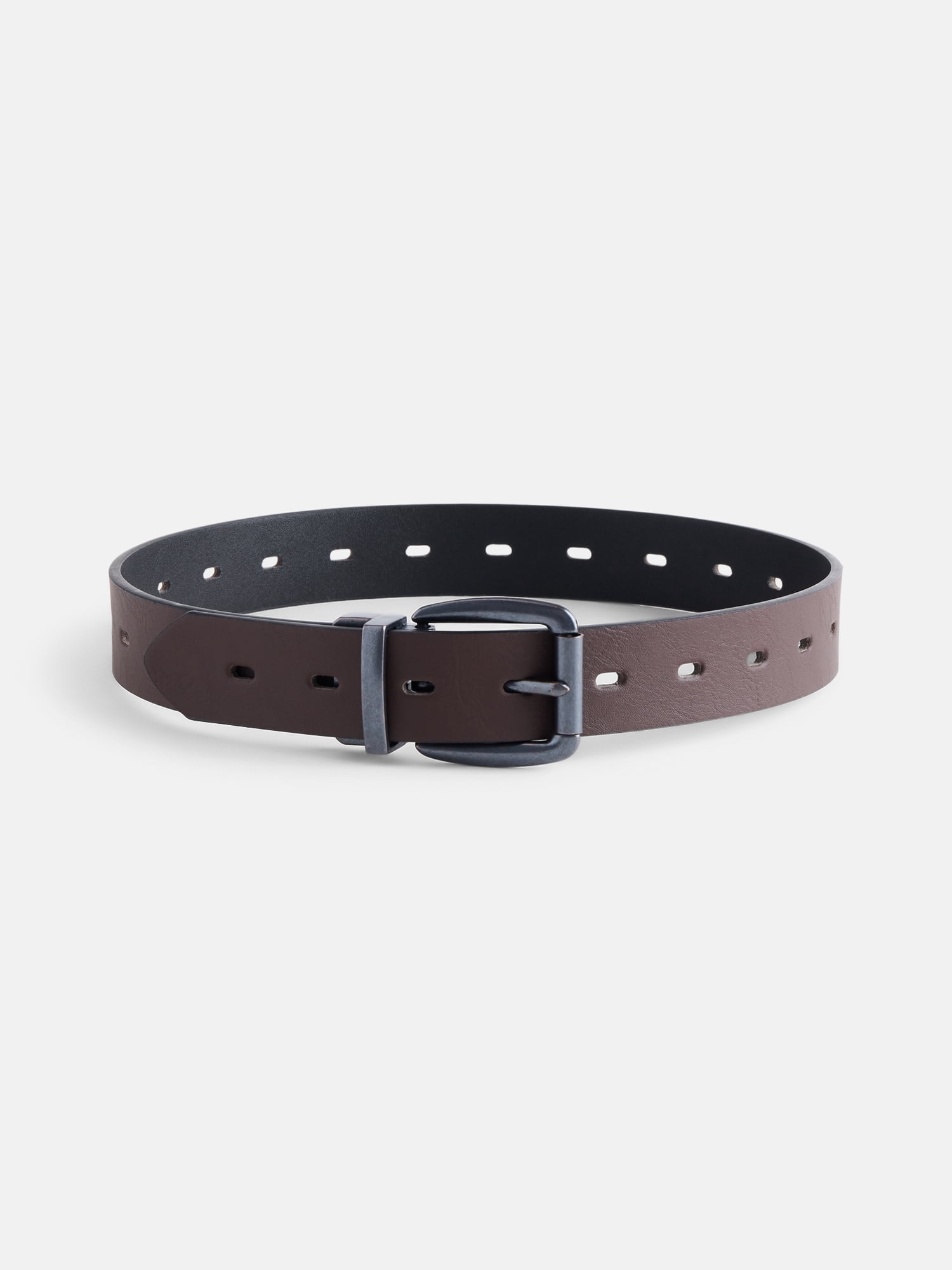 Wonder Nation Boys Black to Brown Reversible Belt with Gunmetal Buckle, Sizes S-L