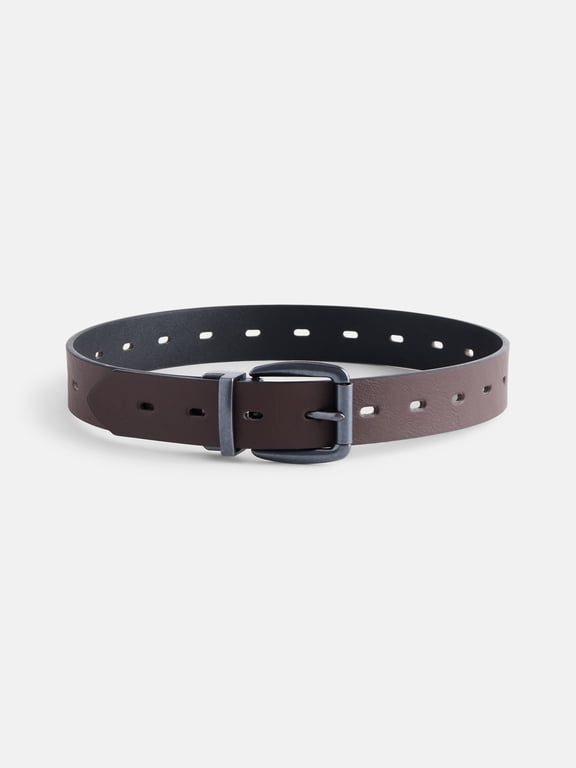 Boys Black to Brown Reversible Belt with Gunmetal Buckle, Sizes S-L