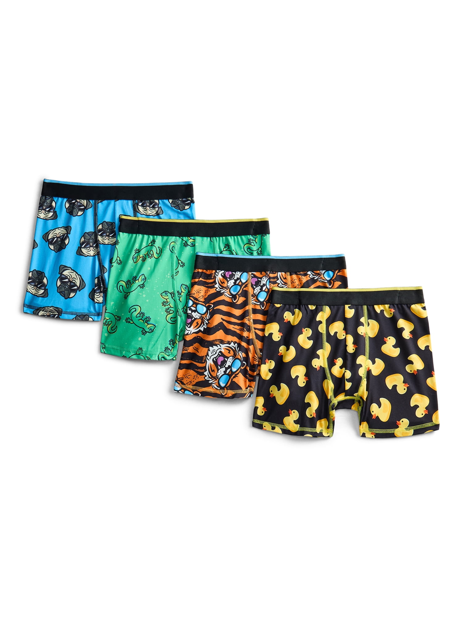 Wonder Nation Boys Underwear Animals Print Boxer Briefs, 4-Pack, Sizes S-XL