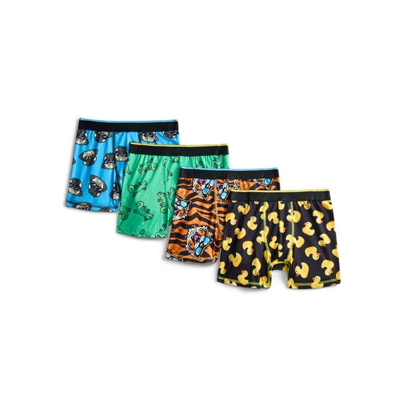 Wonder Nation Boys Underwear Animals Print Boxer Briefs, 4-Pack, Sizes S-XL