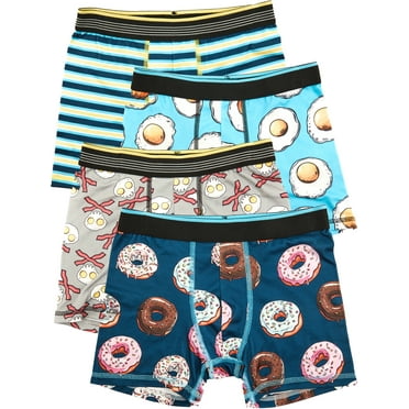 Wonder Nation Boys Boxer Brief Breakfast Underwear, 4-Pack, Sizes S-XL