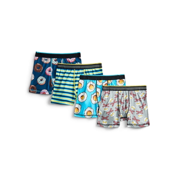Wonder Nation Boys Boxer Brief Breakfast Underwear, 4-Pack, Sizes S-XL