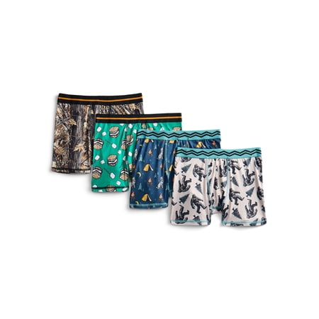 Wonder Nation Boys Underwear Camping Print Boxer Briefs, 4-Pack, Sizes S-XL