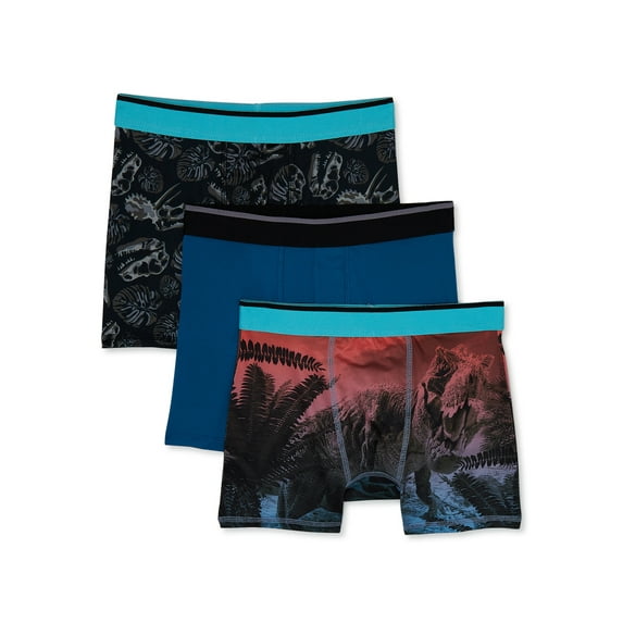 Wonder Nation Boys Boxer Brief Dinosaur Underwear, 3-Pack, Sizes S-XL