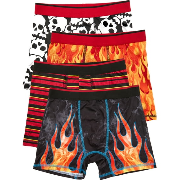 Wonder Nation Boys Boxer Brief Flames Underwear, 4-Pack, Sizes S-XL