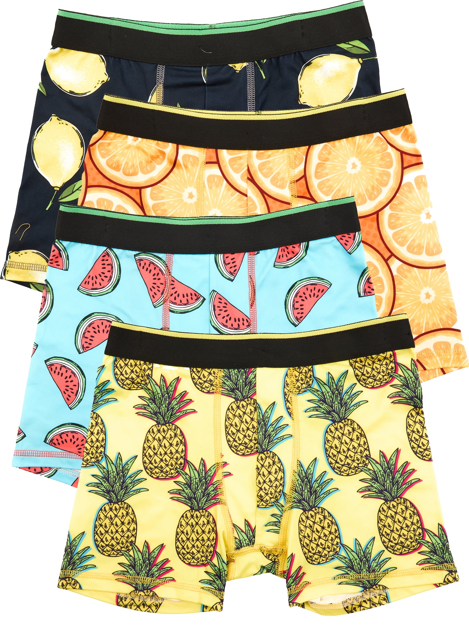 Wonder Nation Boys Boxer Brief Fruit Underwear, 4-Pack, Sizes S-XL