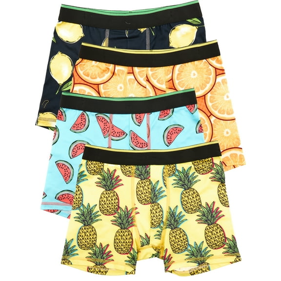 Wonder Nation Boys Boxer Brief Fruit Underwear, 4-Pack, Sizes S-XL