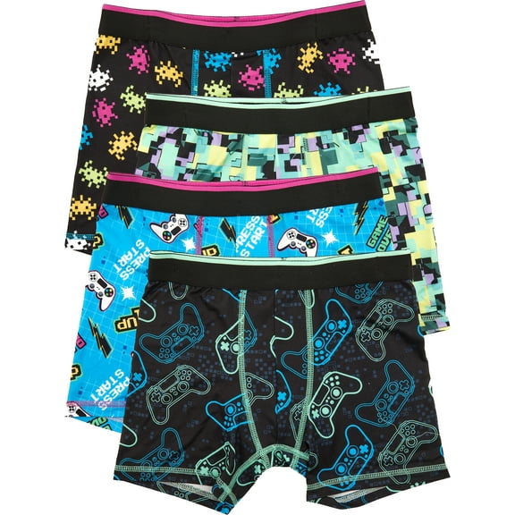 Wonder Nation Boys Boxer Brief Gaming Underwear, 4-Pack, Sizes S-XL