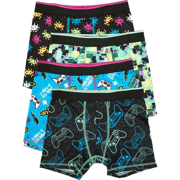 Wonder Nation Boys Boxer Brief Gaming Underwear, 4-Pack, Sizes S-XL