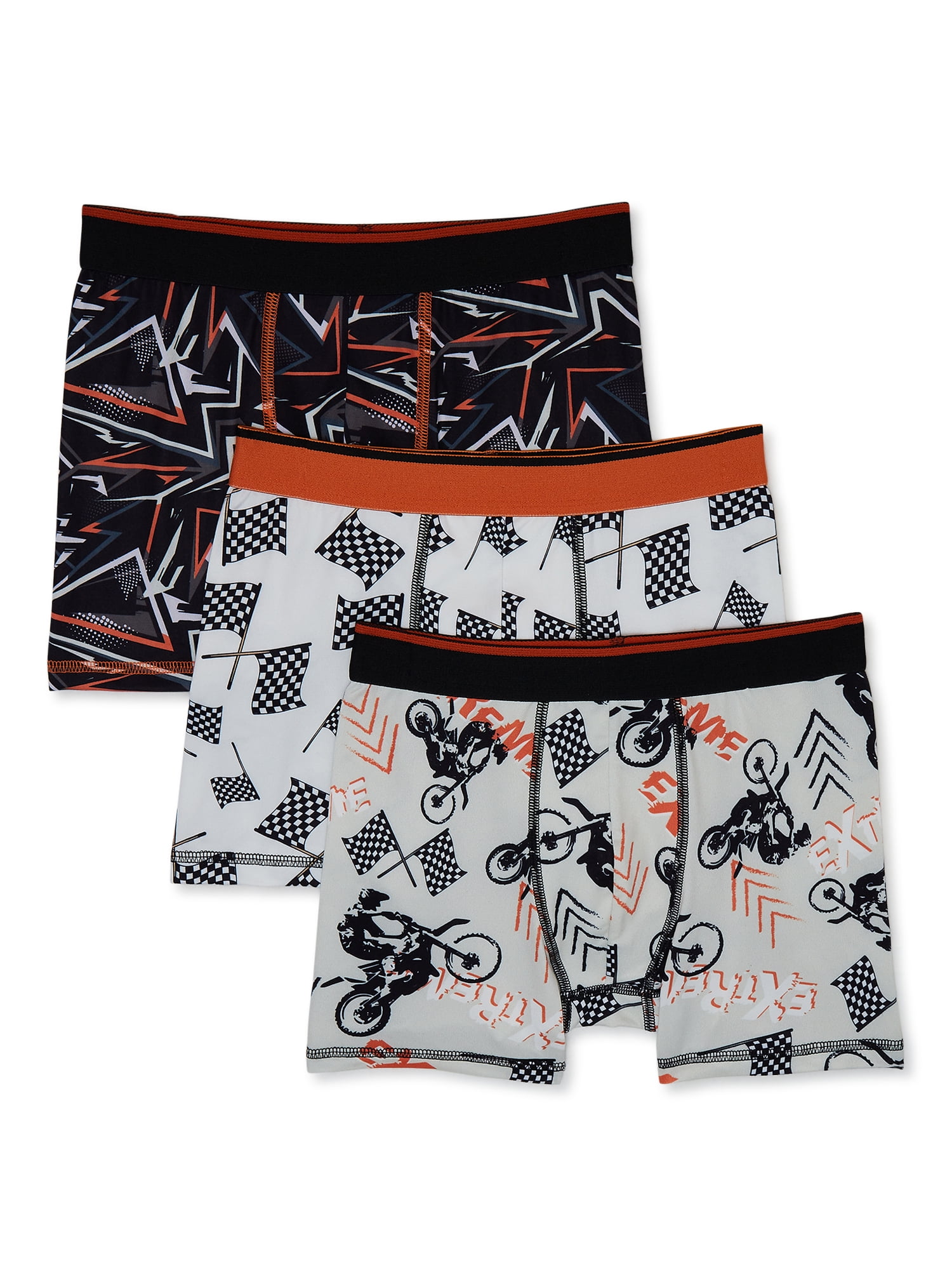 Wonder Nation Boys Boxer Brief Motocross Underwear, 3-Pack