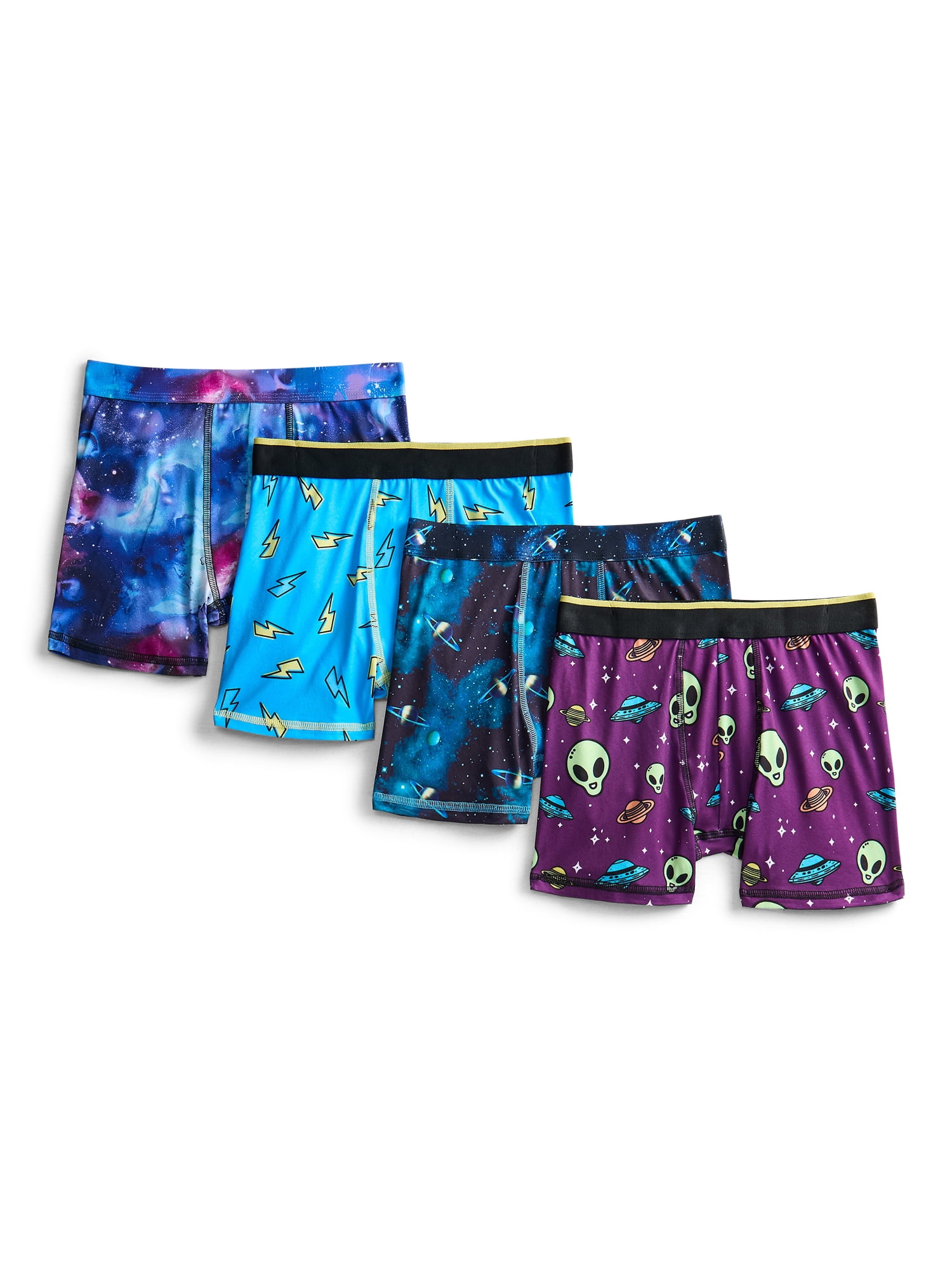 Wonder Nation Boys Underwear Outer Space Print Boxer Briefs, 4-Pack, Sizes S-XL