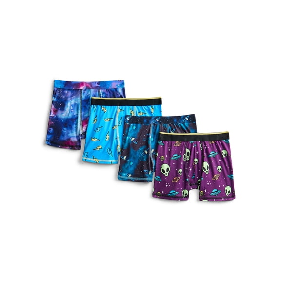 Wonder Nation Boys Underwear Outer Space Print Boxer Briefs, 4-Pack, Sizes S-XL