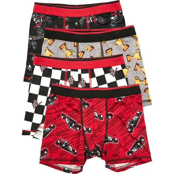 Wonder Nation Boys Boxer Brief Racing Underwear, 4-Pack, Sizes S-XL