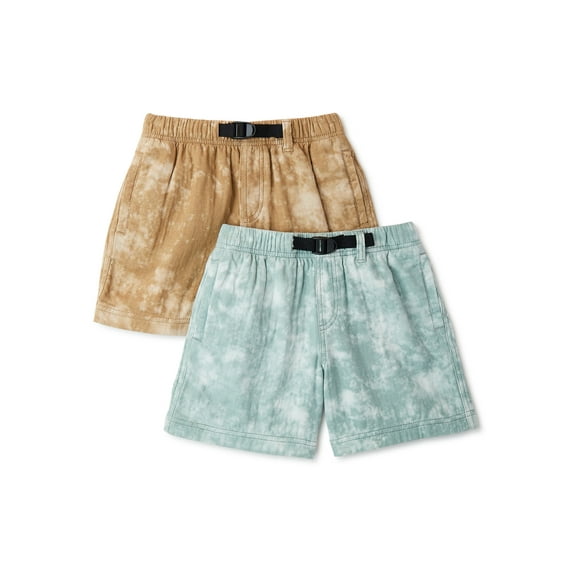 Wonder Nation Boys Buckle-up Shorts, 2-Pack, Sizes 4-18 & Husky