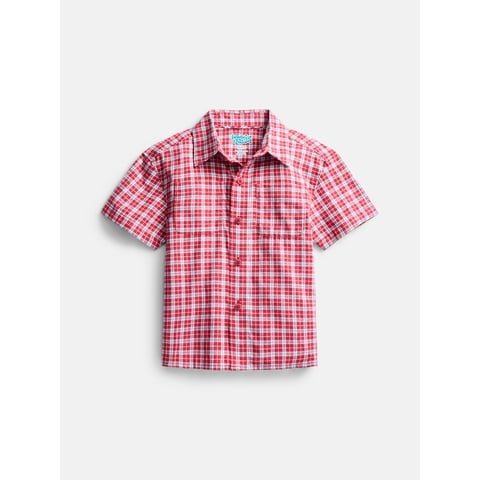 Wonder Nation Boys' Button Front Cotton Shirt with Short Sleeves, Sizes 4-18 & Husky