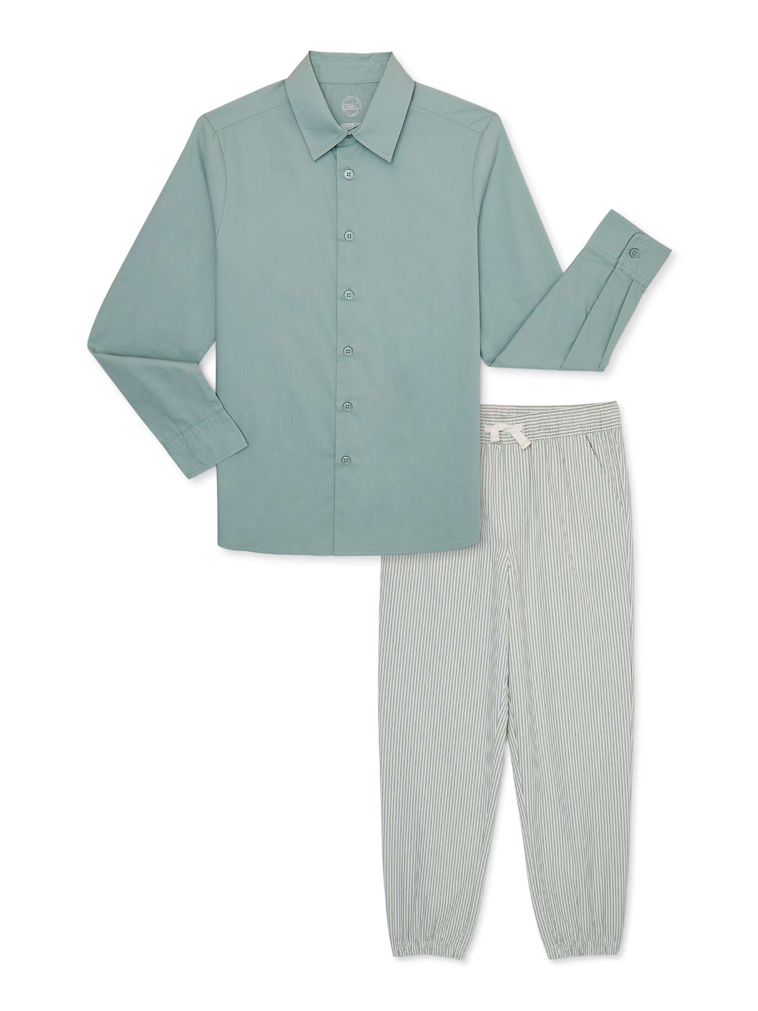 Wonder Nation Boys Button Front Shirt and Jogger Pants Set, 2-Piece, Sizes 4-18 - image 1 of 3