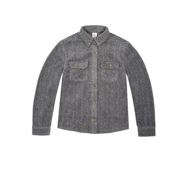 Wonder Nation Boys Button Up Fleece Shirt with Long Sleeves, Sizes 4-18 & Husky