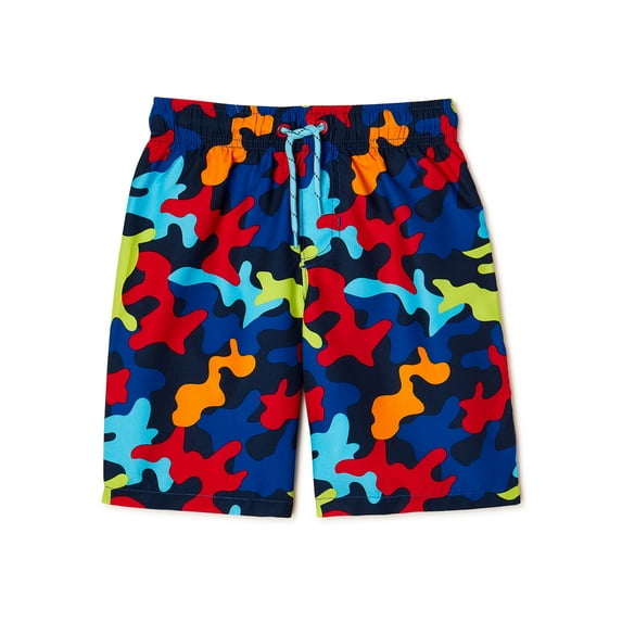 Wonder Nation Boys Camo Everyday Swim Shorts, Sizes 4-18 & Husky