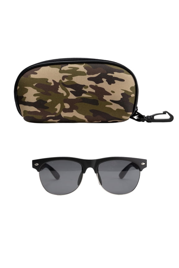 Boys Classic Frame Sunglass with Camo Case
