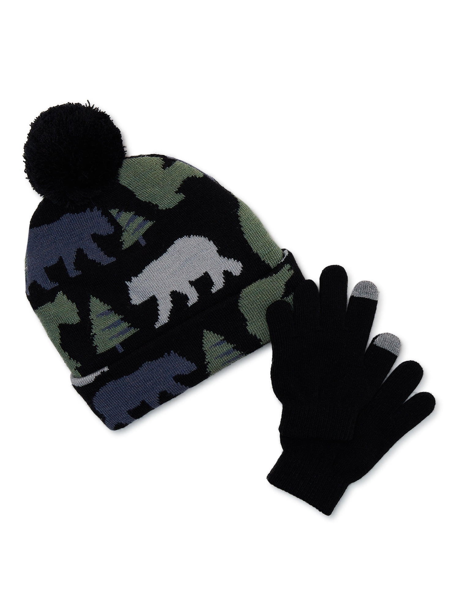Wonder Nation Boys Cold Weather Beanie and Gloves Set, 2Piece, One