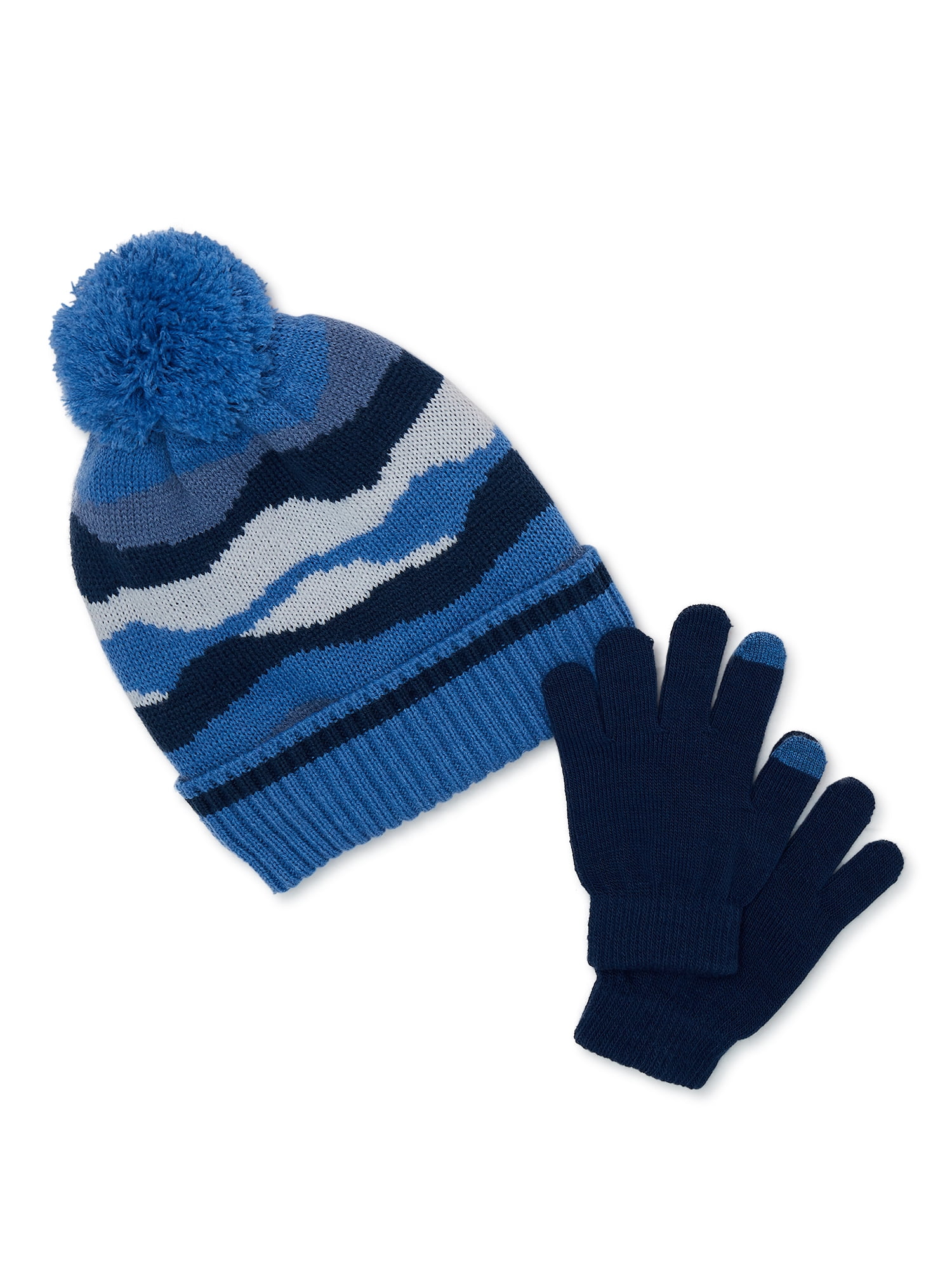 Wonder Nation Boys' Cold Weather Camo Beanie and Gloves Set, 2Piece