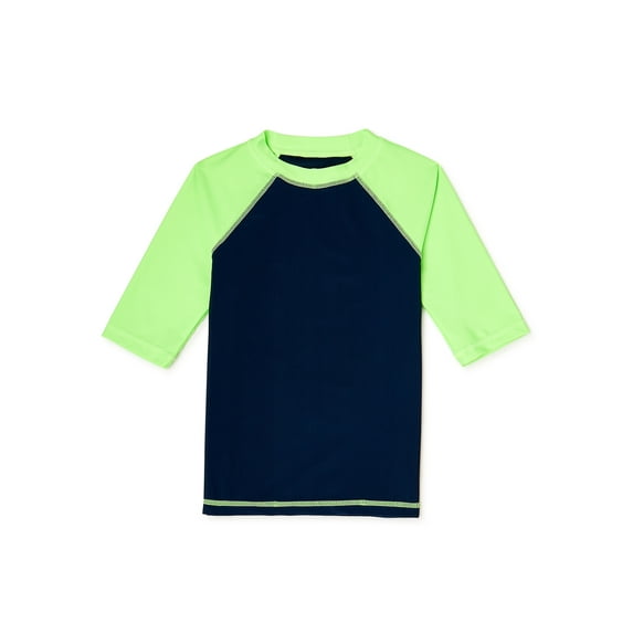 Wonder Nation Boys Color Blocked Long Sleeve Swim Rash Guard, Sizes 4-18 & Husky